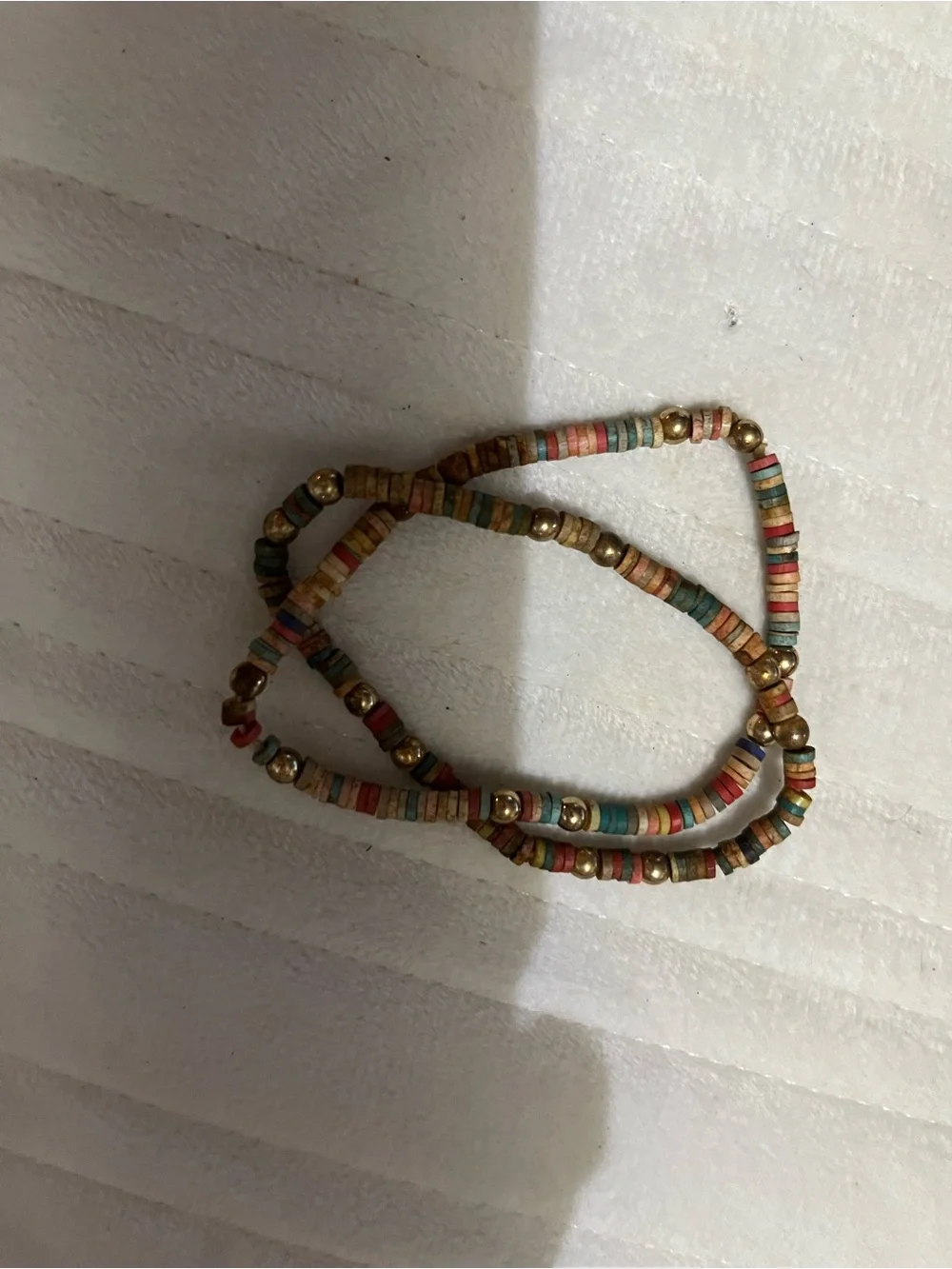 Multicolor Beaded Stretch Bracelet with Gold Accents